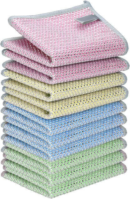 12PCS Upgrade Wire Dishwashing Rag, Non-Scratch, Wet and Dry, Double Layer, Multipurpose Wire Dishwashing Rags for Kitchen, Sinks, Cookware, Stove, Easy Rinsing, Reusable