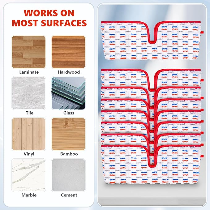 8 Pack Mop Refill Pads Compatible with O-Cedar ProMist MAX Spray Mop Reusable Pads Refills Microfiber Replacement Heads Dry Wet Use Double Sided Machine Washable for All Surface Floor Cleaning