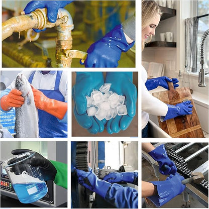 Kitchen-Star Ultimate Rubber Household PVC Gloves with Comfortable Cotton Lining, Anti-Slip surface, Kitchen Dishwashing, Extra Thickness, Kitchen Cleaning, Working, Painting, PetCare (X-Large, Green)