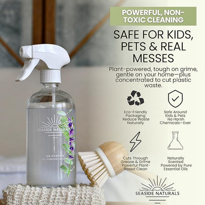 Cleanse Kit – Non-Toxic Bathroom Cleaner with Citrus Essential Oils (Lemon, Grapefruit & Orange) – Refillable Glass Bottle, Plant-Based Deep Clean Formula. 1oz - makes 1 bottle.