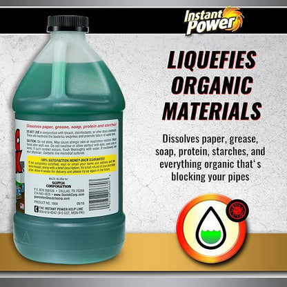 Instant Power Septic Shock – Septic Tank Treatment, Drain Cleaner Liquid Clog Remover for Septic System, 67.6 Oz (Pack of 6)