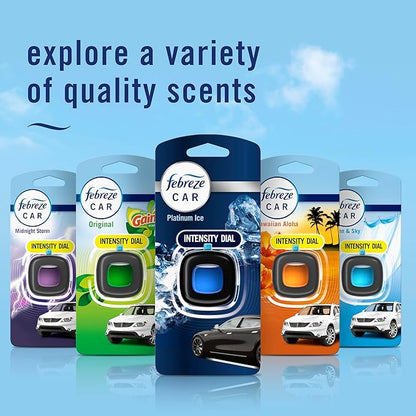 Febreze Car Air Freshener, Odor-Fighting Automotive Vent Clip, Scented Car Accessories, Long Lasting for Strong Odors, Platinum Ice Scent, 1 Count