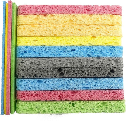 12PCS Cleaning Sponge，2.5X4.0 inches, Kitchen DishSponge, Cleaning Scrub Color Sponge, Biodegradable Natural Sponge, Non-Scratch Kitchen Cellulose Dishwashing.