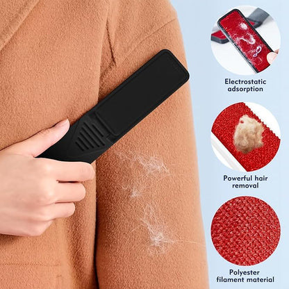 Foldable Lint Brush 4-Pack (2 White + 2 Black) - Portable & Reusable Lint Brushes for Clothes, Furniture, Pet Hair - Compact Travel Size, Sticky Surface, Easy to Clean - No Mess Fuzz Remover