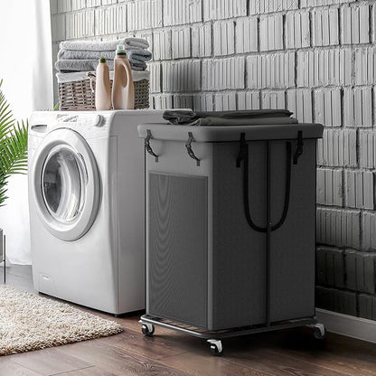 150L Large Laundry Hampers, Oxford Fabric Laundry Hampers Clothes Hampers, Metal Frame and Removable Bag Design with Wheels, Suitable for Bedroom, Bathroom, Dorm Room, Laundry Room (Grey)