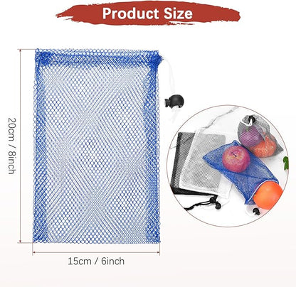 6 x 8 in Small Mesh Laundry Bags with Drawstring [6PCS] - Durable Mesh Bags with Cord Lock for Laundry & Soap &Small Balls - [Blue]
