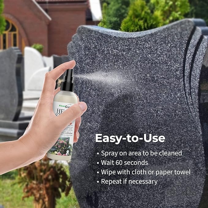 KleanLogik Headstone Cleaner For Graves & Memorials, Tombstone Cleaner Solution Removes Dirt & Plant Growth To Restore Natural Luster To Granite, Marble, Slate, Concrete, Limestone & Stone, 3-Pack
