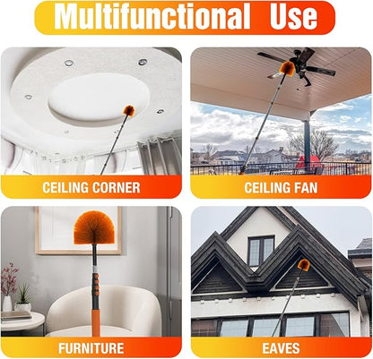 LAANPOLE 20FT Cobweb Duster with Extension Pole, Spider Web Brush for Cleaning Extendable, Professional Ceiling and Corner Dusters for Outdoor Indoor Use