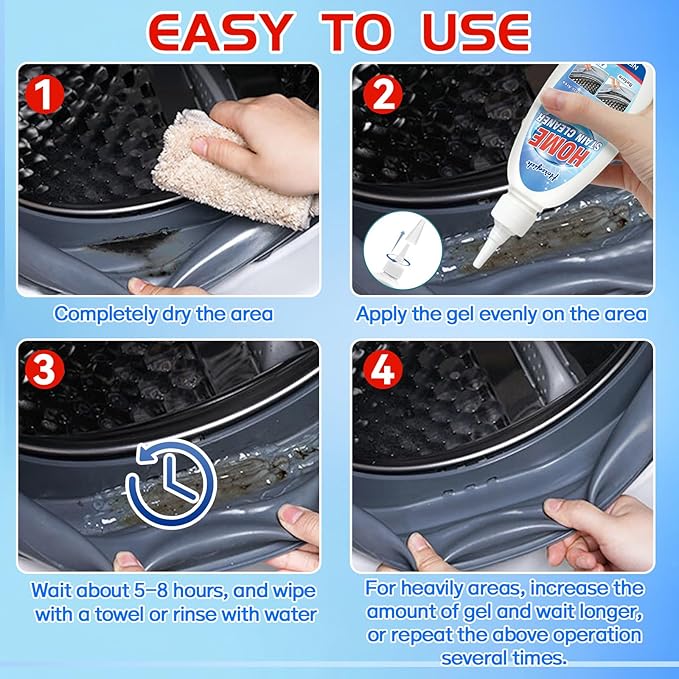 Mold Stain Cleaning Gel, Household Washing Machine Cleaner for Washing Machine Seal, Refrigerator Strips, Grout Cleaner for Tile Sink Bathroom Shower, Front Load Washer Cleaning Solution