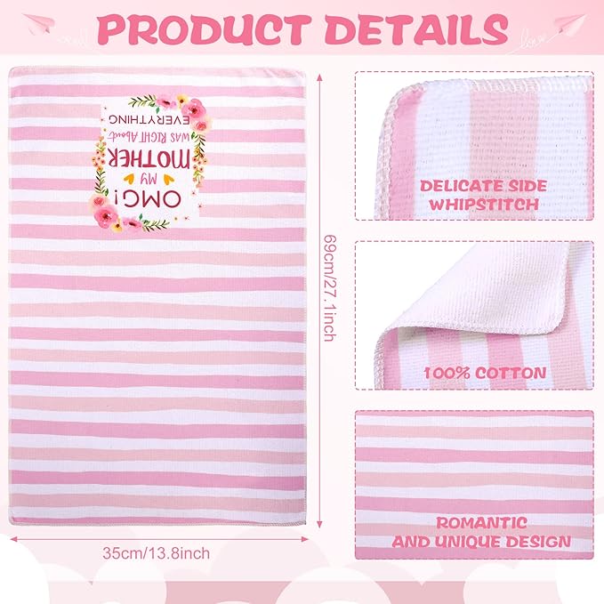 Zubebe 6 Pcs Best Mom Kitchen Dish Towel Set Absorbent Quick Dry Cloth 18 x 28 Inch Dish Towels Reusable Hand Towels Bar Dishcloths Rag Happy Mother's Day Decor for Bathroom Kitchen Supplies