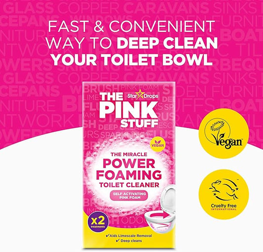 Stardrops The Pink Stuff Miracle Power Foaming Toilet Cleaner – Self-Activating Formula for Deep Cleaning,Stain Removal,and a Fresh Shine – Bathroom Essential,(Pack of 6)