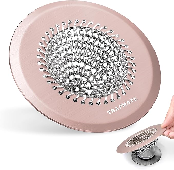 Shower Drain Hair Catcher, Fast Drainage Bathtub Drain Hair Catcher, Easy Clean Hair Catcher Shower Drain, Upgraded 304 Stainless Steel Shower Drain Cover For Shower Regular & Pop-up Drain (Rose Gold)