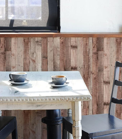 Yun-aeon Natural Wood-Cinnamon Wood Contact Paper Peel and Stick Wallpaper 34.6"x 480"Self Adhesive Removable Vintage Faux Wood Wall Paper Plank Shelf Home Decoration Kitchen Counter Cover Use
