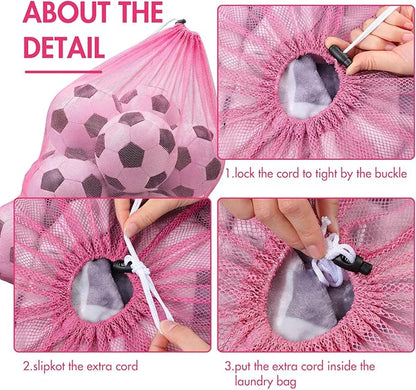 Berlune Large Mesh Laundry Bags, 24 x 36 Inch Bulk Wash Set with Drawstring for Commercial Use, Dorms, Vacation Rentals, Laundromats, Apartments & Facilities(Pink,30)