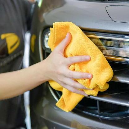 CARCAREZ Premium Microfiber Detailing Towels, 340 GSM Lint Free Car Buffing Waxing Polishing Drying Towels (6, Yellow, 16x16 Inch)