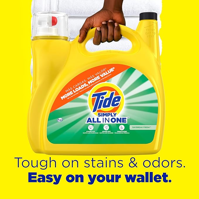 Tide Simply All-In-One Liquid Laundry Detergent, Daybreak Fresh Scent, 138 Loads, 182 fl oz
