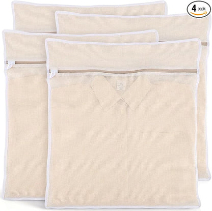 Dntorx 4Pcs Durable Cotton Mesh Laundry Bags for Delicates, 20×24inch Large Breathable Laundry Mesh Wash Bags with Sturdy Zipper for Delicates, Clothes, Pants, Underwear, Bra, Socks (XL)