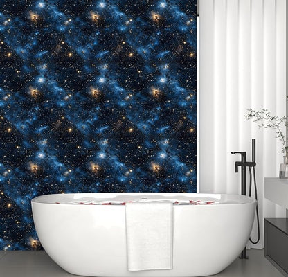 Laatse Blue Starry Peel and Stick Removable Black Sky Contact Paper 17.5" x 118", Gold Star Modern Wallpaper Mural Waterproof Self Adhesive for Wall Bedroom Bathroom Kitchen Cabinet Room Decor