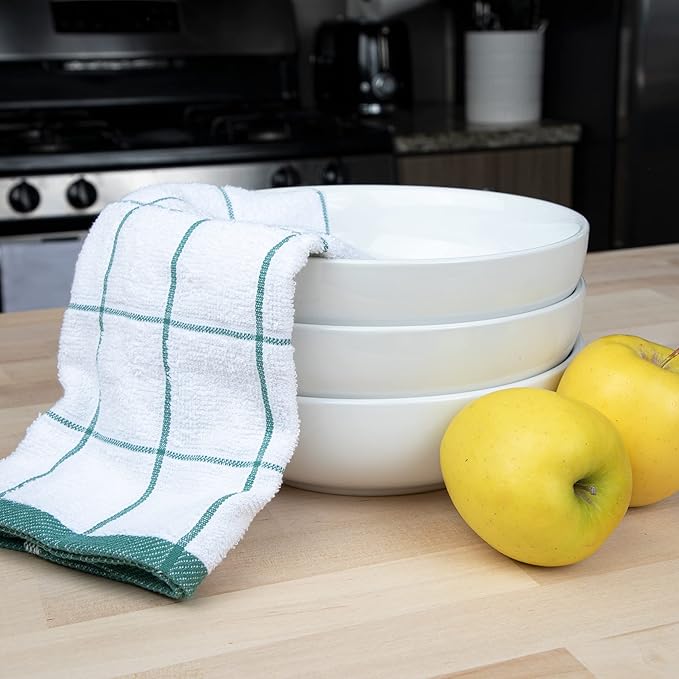 Arkwright Kitchen Tea Towels - (Bulk Case of 144) Soft, 100% Cotton Terry Dishcloths, Highly Absorbent & Quick Dry, Hand Washcloths for Washing, Drying, and Cleaning, 15 x 25 in, Green