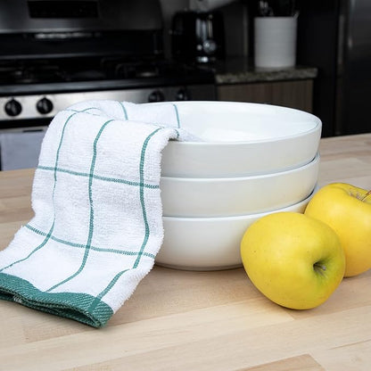 Arkwright Kitchen Tea Towels - (Bulk Case of 144) Soft, 100% Cotton Terry Dishcloths, Highly Absorbent & Quick Dry, Hand Washcloths for Washing, Drying, and Cleaning, 15 x 25 in, Green