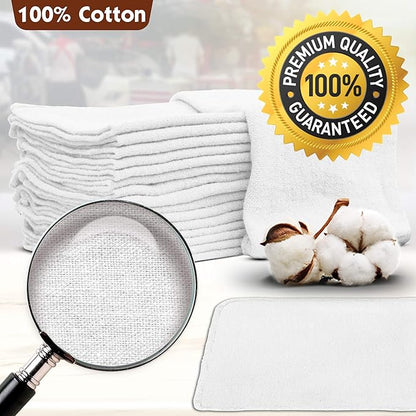 Nabob Wipers Auto Mechanic Shop Towels 100 Pack Bulk Rags 100% Cotton Commercial Grade Shop Rags Size 14"x14" (100 Pack, White)