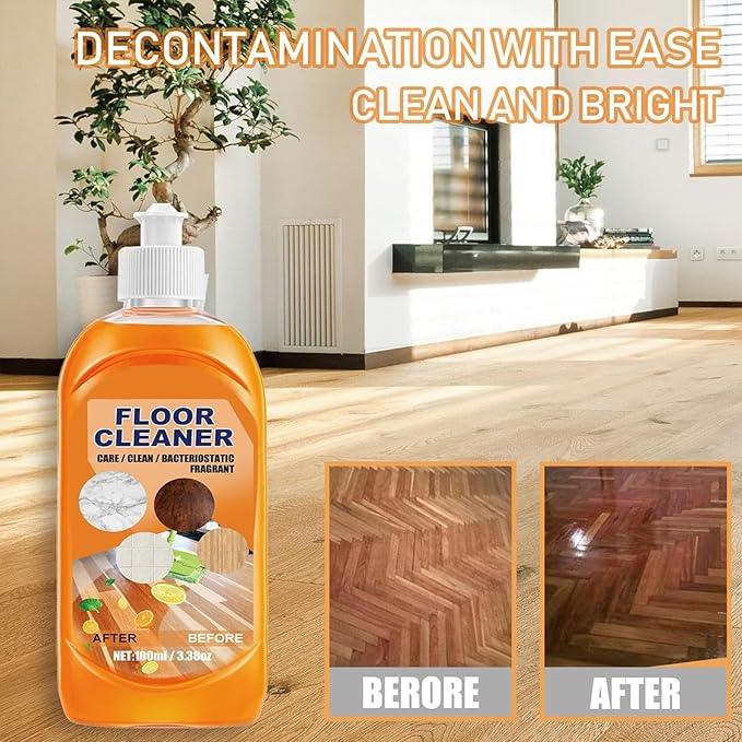Floor Cleaner, Powerful Decontamination Floor Cleaner, Orange Floor Cleaner, Multipurpose Floor Cleaner Liquid for Wood Floor, Ceramic Tile (2PC)