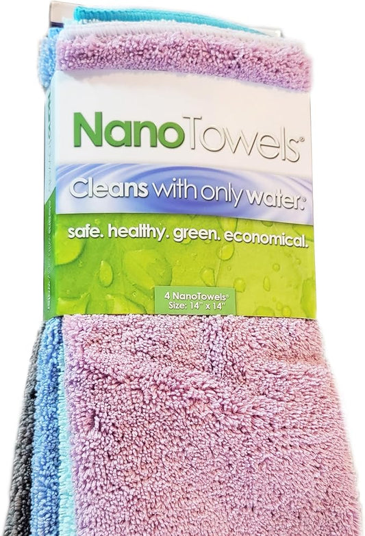 Multi-Color- The Amazing Eco Cloth That Cleans Virtually Any Surface with Only Water. No More Paper Towels Or Toxic Chemicals. 4-Pack (14x14, Multi-Color Pack)
