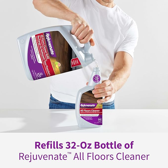Rejuvenate All Floors Cleaner Refill, Breaks Down Dirt and Grime, Cleans and Protects Floors Throughout Your Home, Including Sealed Hardwood, Tile, Vinyl, Laminate and More, 1 Gallon