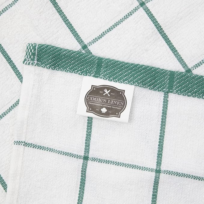 Arkwright Kitchen Tea Towels - (Bulk Case of 144) Soft, 100% Cotton Terry Dishcloths, Highly Absorbent & Quick Dry, Hand Washcloths for Washing, Drying, and Cleaning, 15 x 25 in, Green