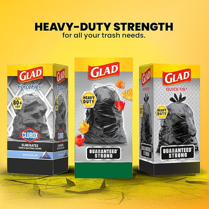Glad Large 30 Gallon Trash Bags, Unscented Heavy Duty Garbage Bags, Forceflex with Drawstring, 30 Count (Packaging May Vary)