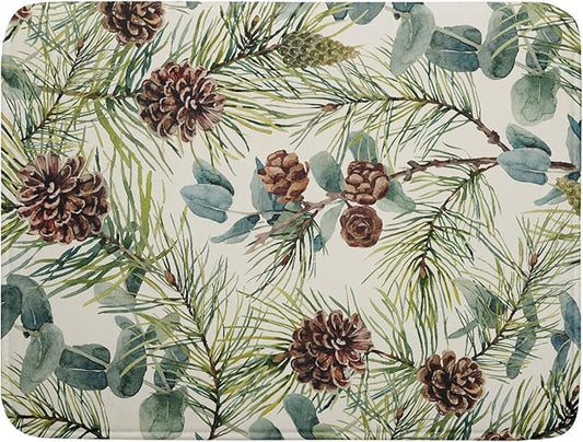 Winter Christmas Dish Drying Mat for Kitchen Counter 18x24 Evergreen Leaves Pinecone Holiday Theme Absorbent Reversible Microfiber Drying Mats Kitchen Countertop Protector Dishes Drainer Pad