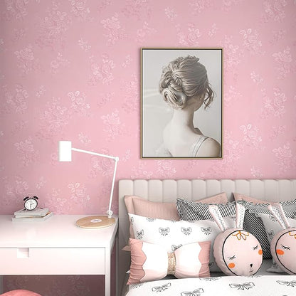 Pink Wallpaper Silk Embossed Floral Pink Contact Paper Peel and Stick Self Adhesive Wallpaper for Bedroom Kids Room Decor Nursery Textured Flower Contact Paper for Cabinets Liner 275inL 17.7inW