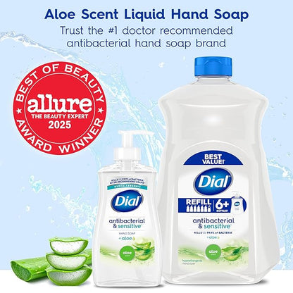 Dial Antibacterial Defense Liquid Hand Soap + Aloe, Aloe Scent, 11 Fl Oz (Pack of 12), Dermatologist-Tested Hand Wash, Gentle Formula
