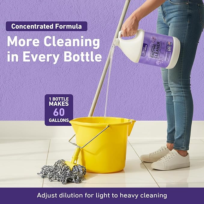 Creative Scents Multipurpose Enzyme Cleaner & Odor Remover | Super Concentrated for Floor, Carpet, Drain | Pet Urine Odor Eliminator | Cleaner for Cat Urine & Dog Poop | 1 Gallon - Calming Lavender