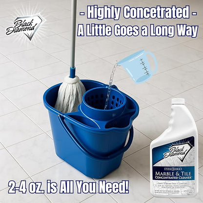 Black Diamond Stoneworks MARBLE & TILE FLOOR CLEANER. Great for Ceramic, Porcelain, Granite, Natural Stone, Vinyl and Brick. No-rinse Concentrate. (1-Quart)
