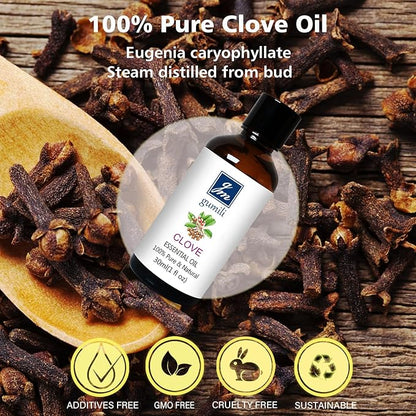 GM Gumili Clove Oil 1 Oz, 100% Pure Clove Bud Essential Oil for Teeth and Gums, Natural Aromatherapy Essential Oils for Diffuser, Skin and Hair Care