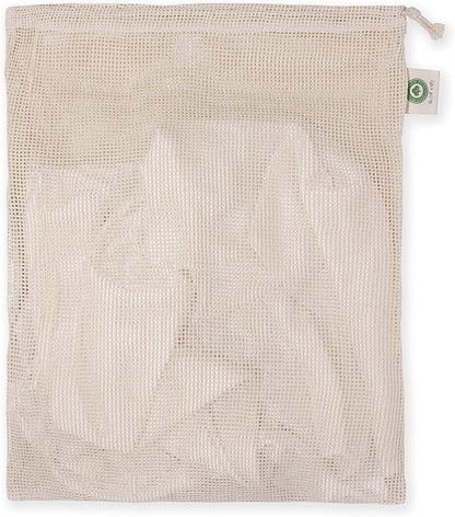 Cotton Mesh Laundry Bags for Delicate Clothes - Set of 3 Extra Large Mesh Washing Bags with Drawstring - Micro-plastic-free, Toxin-free, Dye-free & Unbleached Dryer Washer Bags (3 X-Large - 14”x18”)