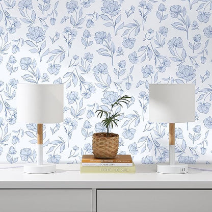 Timeet Floral Peel and Stick Wallpaper Blue and White Wallpaper Removable Self-Adhesive Wall Paper for Bedroom Bathroom Vintage Contact Paper for Walls Covering 17In×78.7In