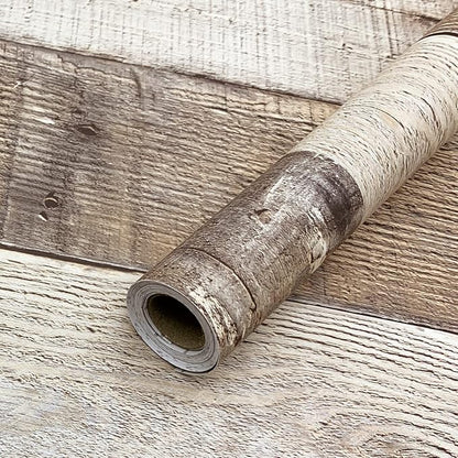 Yun-aeon Natural Wood-Grey Wood Contact Paper Peel and Stick Wallpaper 17.3"x 236"Self Adhesive Removable Vintage Faux Wood Wall Paper Plank Shelf Home Decoration Kitchen Counter Cover Use