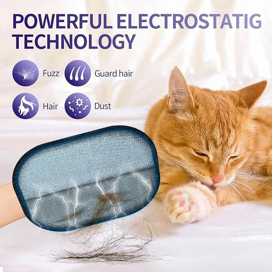 Hair Remover Glove,2026 Updated Cat and Dog Hair Removal Tool.Reusable Electrostatic Hair Removal Gloves.Suitable for Sofas,Bed Sheets,Clothing,Car Seats. (1)
