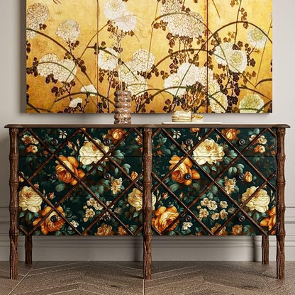 Fvlow Dark Green Floral Peel and Stick Wallpaper 17.4" x 197" Boho Contact Paper Waterproof Renter Friendly Removable Covering for Bedroom Kitchen Cabinets Countertop Desk Home Decor