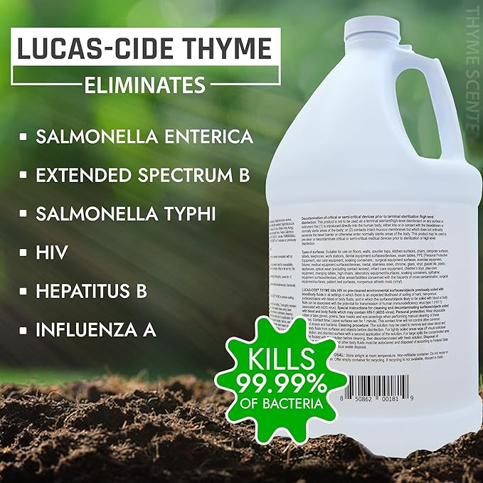 LUCAS-CIDE Ready To Use All Purpose Cleaner - Home Essentials Cleaning Supplies For Everyday Hygiene - Thyme Scented Disinfecting Bathroom Cleaner, Glass Cleaner, Floor Cleaner, etc.
