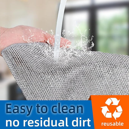 Large Size Non Scratch Steel Wire Dishwashing Rags and Steel Scrubber,Substitute for Steel Wool Scrubbers,Kitchen Cleaning Cloths, Multifunctional Wire Dishcloth for Pots,Pans,Dishs,Flatwarel