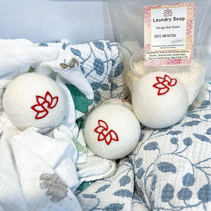 3 Organic Wool Dryer Balls for Laundry Reusable - XL Size 3-Pack Natural Fabric Softener Balls - Energy Saver, Chemical Free, Hypoallergenic, Premium Quality (Original, 3-Pack)
