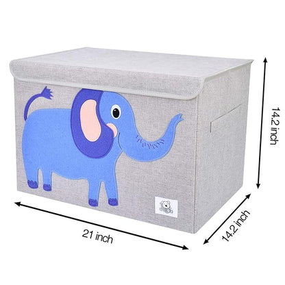 CLCROBD Foldable Large Kids Toy Chest with Flip-Top Lid, Collapsible Fabric Animal Toy Storage Organizer/Bin/Box/Basket/Trunk for Toddler, Children and Baby Nursery (Elephant)