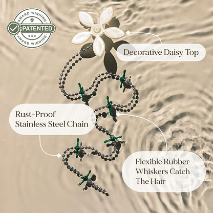 DrainWig Shower Drain Hair Catcher – Disposable Bathroom Hair Trap, Easy to Install in Shower Drain Cover, Helps Prevent Clogs – As Seen on Shark Tank – White Flower (12-Pack)