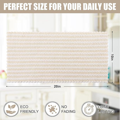 Homaxy Kitchen Towels(12 Pack, 10 x 20 inches), Ultra Soft and Absorbent Dish Towels, Reusable Fast Drying Microfiber Cleaning Cloth, Coral Velvet Wave Design No-lint, Beige