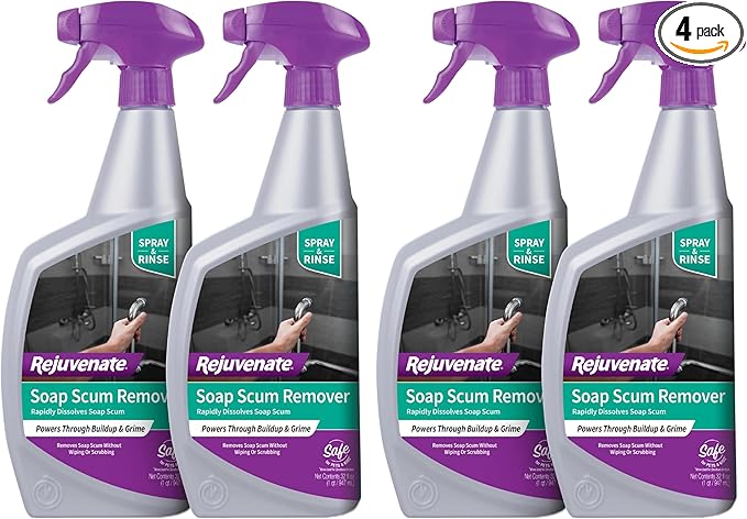 Rejuvenate Soap Scum Remover Easily Dissolves Soap Scum Without Scrubbing,32 Ounces,(Pack of 4)
