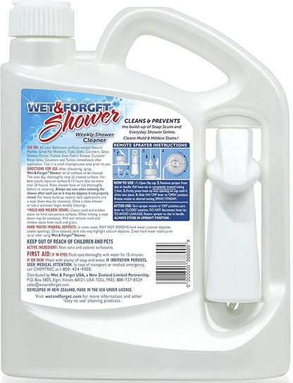 Wet & Forget Shower Cleaner Spray Multi-Surface Weekly Application Requires No Scrubbing, Bleach-Free Formula, Ready to Use, Fresh Scent, 3 Months of Cleaning, 64 Fluid Ounces, 1 Pack