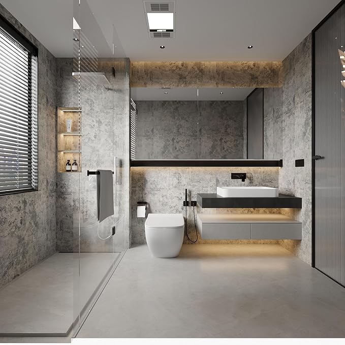 Wall Paper Peel and Stick Modern Grey Concrete Textured Wallpaper Extra Wide Industrial Cement Wallpaper 24"x591" Rust Wall Sticker Vinyl Wrap Cement Vinyl for Bedroom Bathroom Living Room Walls